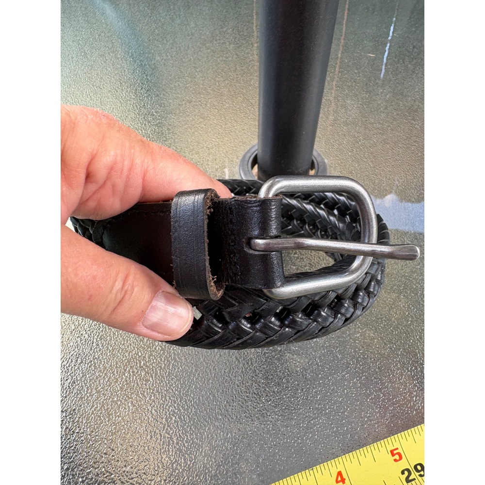 Kids Black Braided Leather Belt Silver Buckle Size Small RN 130273 BW 81531